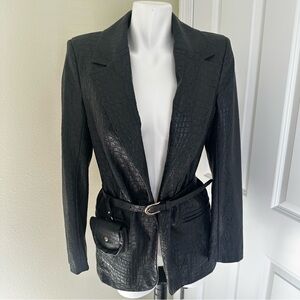Chic Black Croc-Embossed Women's Blazer